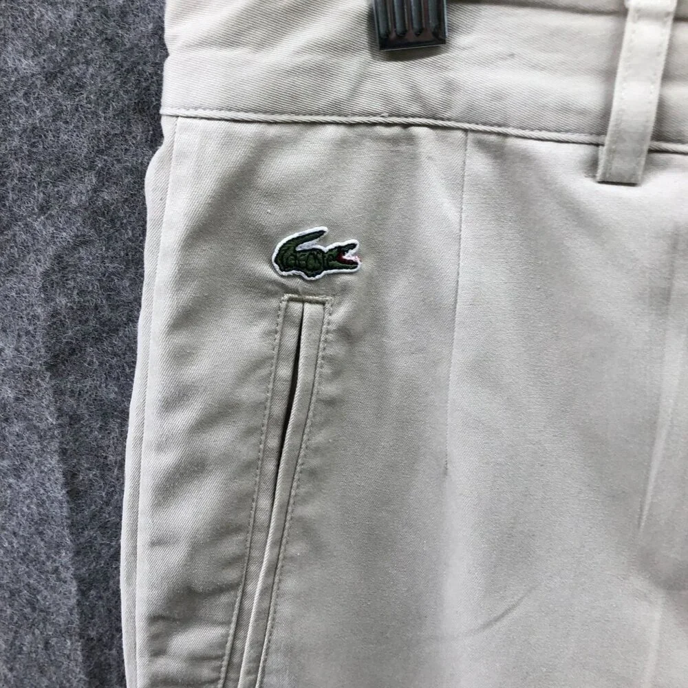 Vintage Lacoste Chino Pants Mens 32x27‎ Beige Tapered Leg Performance Golf